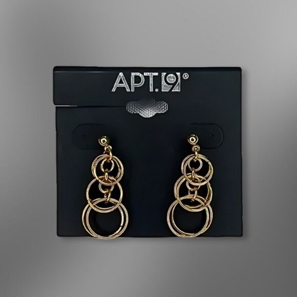 APT.9 Earrings Multi-Ring Dangling Design Lightweight Comfortable Gold W OS NWT - Picture 1 of 3
